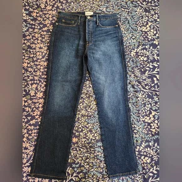 Frame Le Sylvie Slender Straight High Rise Blue Jeans Size 30 - Picture 2 of 12